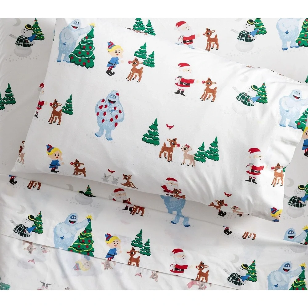 NEW Pottery Barn Kids Rudolph the Red Nosed Reindeer Pillowcase Flannel Standard